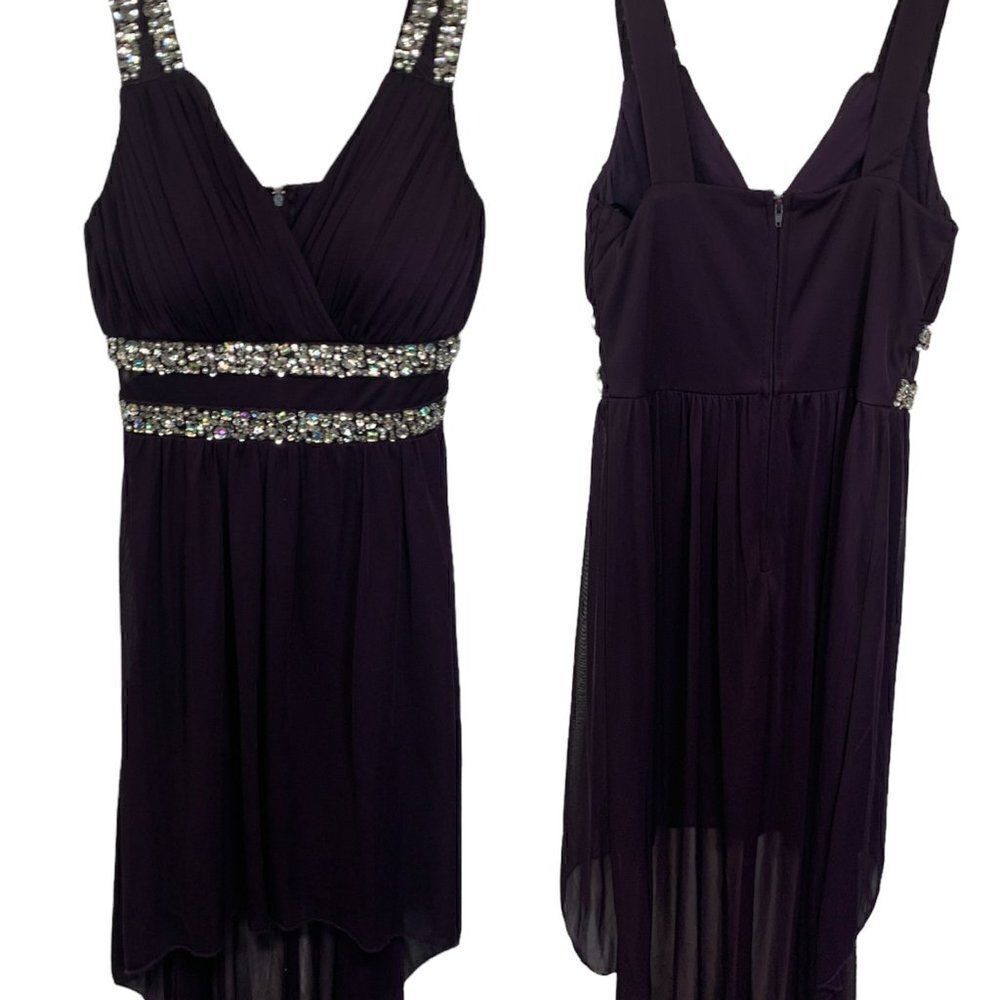 Jodi Kristopher deep purple High Low Formal Dress
